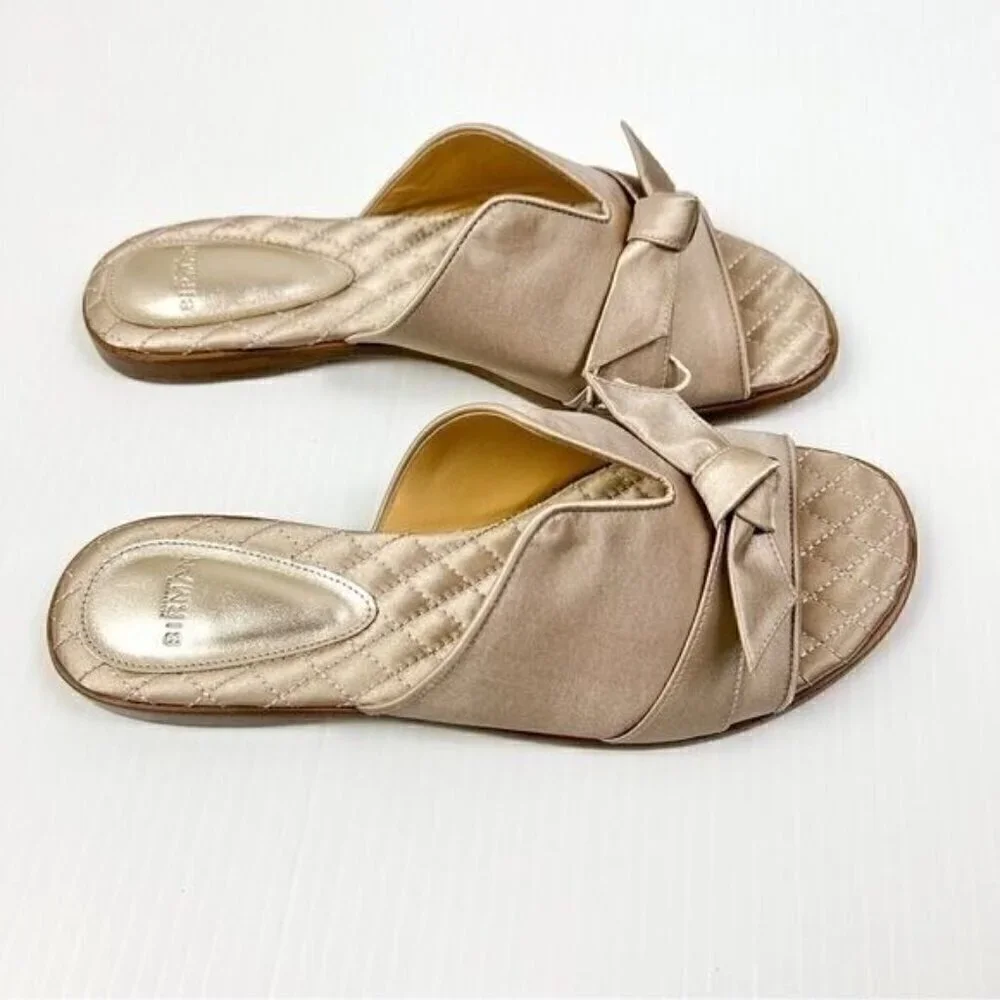 ALEXANDRE BIRMAN womens size 8.5 Clarita bow-embellished satin slides